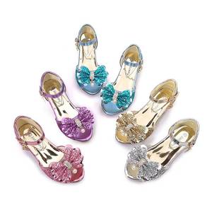 <span class=keywords><strong>Chaussures</strong></span> de fête d'anniversaire pour filles <span class=keywords><strong>Elsa</strong></span>, <span class=keywords><strong>chaussures</strong></span> pour enfants, talons hauts en cristal, sandales de princesse - Product Image 2