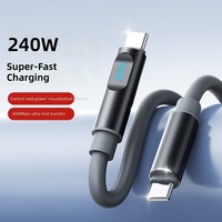 Cable de Carga Rápida de 240W con Pantalla Digital Tipo-C para Transferencia de Datos de Alta Velocidad, Disco Duro Externo, Carga PD para Smartphone