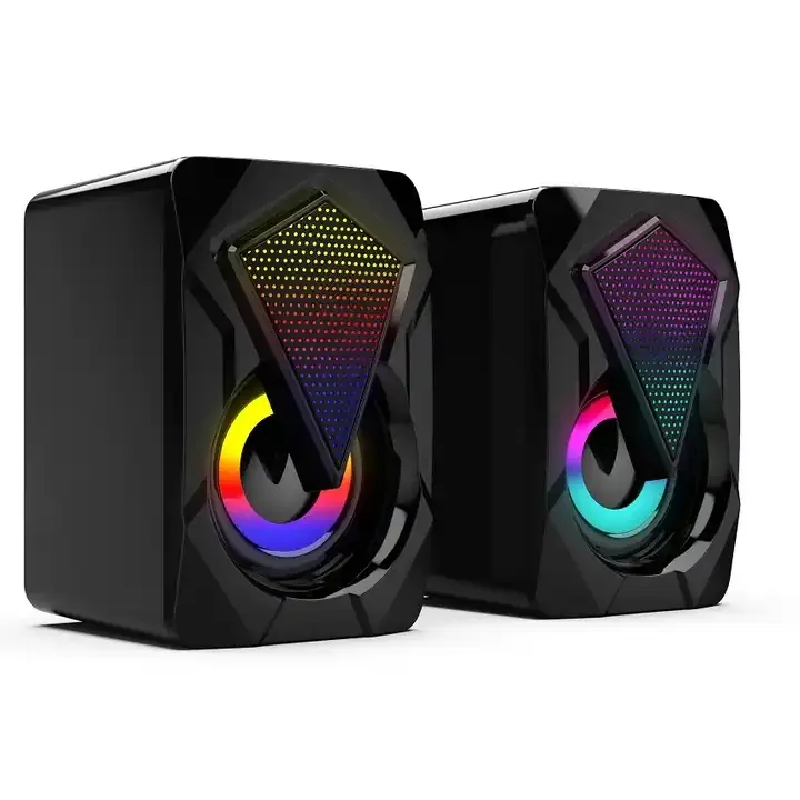 X2 Speaker Mini 2.0, Aksesori PC Pencahayaan Gamer AUX 20 USB LED Speaker RGB Warna-warni untuk Komputer