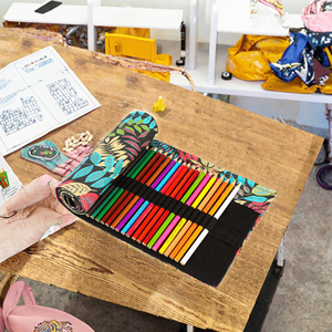 Estuche Portátil para Lápices de Colores con 36 Compartimentos, de Lona con Cierre de Cuerda, 20x46cm, para Artistas, Estudiantes y Uso en Oficina - Product Image 3