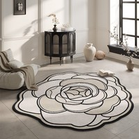 Tapis sur mesure modernes à motifs floraux irréguliers en fausse fourrure de cachemire ultra doux, lavables, avec support antidérapant en TPR pour salon