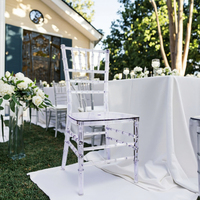 Chaises Chiavari en acrylique transparent de luxe en gros d'usine, design moderne, empilables, stables, usage commercial, chaises de mariage pour hôtel
