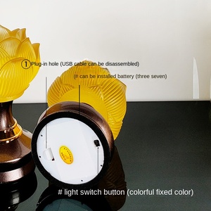 Linterna <span class=keywords><strong>de</strong></span> loto <span class=keywords><strong>de</strong></span> vidrio <span class=keywords><strong>de</strong></span> Buddha Iluminación decorativa para el hogar con Bodhisattva frontal para configuración <span class=keywords><strong>de</strong></span> salón o templo - Product Image 4