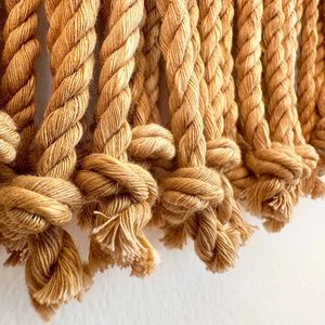 <span class=keywords><strong>Tapiz</strong></span> redondo bohemio, arte de hilo, pared grande escandinava, decoración de pared Bohemia, arte colgante de pared de madera grande, cuerda redonda, diseño beige - Product Image 2