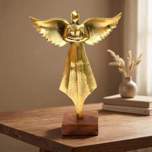 Jaffs Exports Aluminum High Quality Golden Angel Figurine Sculpture Handmade Eco-Friendly Modern Religious Art <b>Decor</b> for - Product Image 2