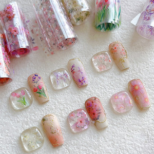 Spring Flower Nail <b>Transfer</b> Foils Water <b>Transfer</b> Self-Adhesive <b>Stickers</b> Vibrant Tulip Floral Design for DIY Nail Art Decorations - Product Image 2