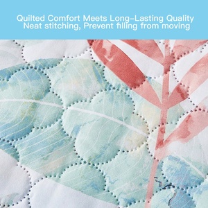 HONI OEM/ODM Ensemble de couette moderne en microfibre respirante 80GSM imprimé feuilles de <span class=keywords><strong>palmier</strong></span> <span class=keywords><strong>aquarelle</strong></span> vives certifié OEKO-TEX HN-QS-09 7257 - Product Image 4