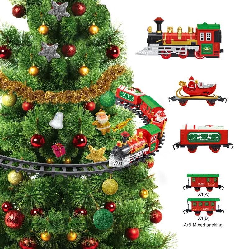 Juguete eléctrico de árbol de Navidad, juego de tren