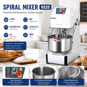 Mezcladora de Harina de Alta Resistencia de 20 l y 30 kg, Amasadora de Harina Vertical en Espiral, Máquina para Amasar Masa para Panadería - Product Image 5