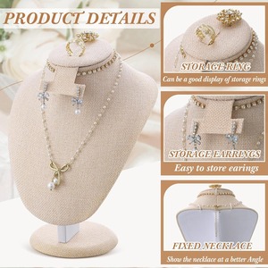 Expositor de Pulseras Desmontable con Barra en T, Organizador de Joyas de Terciopelo Beige para Pulseras, Collares y Pendientes - Product Image 3