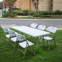 Table longue en plastique à cadre fixe Moon Wholesale 152 cm, surface lisse et lavable pour les scénarios domestiques