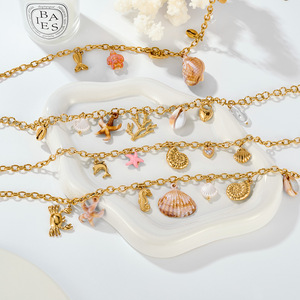 Đại Dương Yếu Tố Thiết Kế Không Thấm Nước 18K Vàng Mạ Đồ Trang Sức Phụ Nữ Thép Không Gỉ Charms Mặt Dây Chuyền Vòng Cổ Mùa Hè Phụ Kiện Giản Dị - Product Image 3