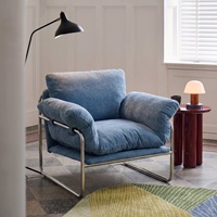Fauteuils d'appoint durables en plumes de style Bauhaus pour salon, chaise de bureau ergonomique, fauteuil d'appoint individuel en acier inoxydable de style Bauhaus pour hôtel
