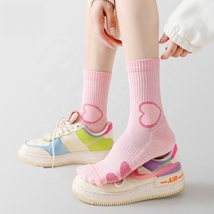 Custom Women's Compression Socks – Heart Seamless Technique Crew <b>Cushion</b> Athletic Sport Socks – Combed Cotton Colorful Spring - Product Image 5