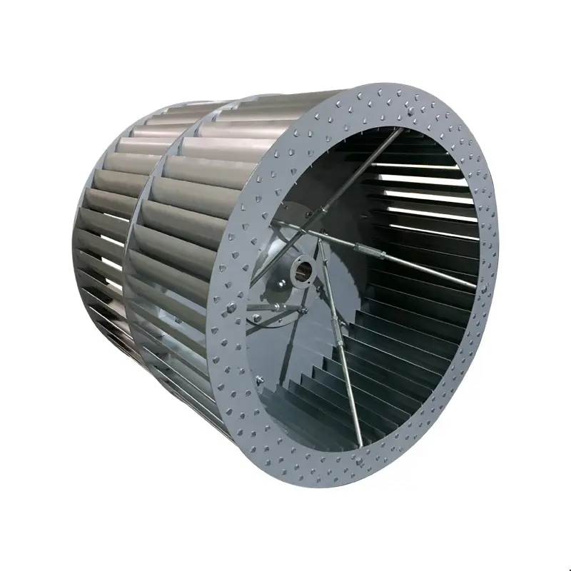 Ventilador de ventilación de aire industrial de doble entrada, impulsor de horno centrífugo, rueda de soplado de hoja curvada hacia adelante