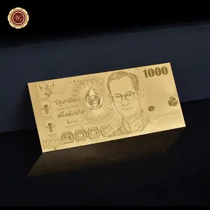 Vente en gros 1000 baht feuille d'or Thaïlande billet de banque 24k or billet