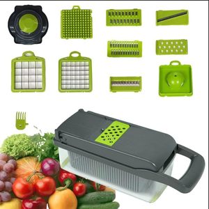 16-Piece Plastic Food Chopper Onion Slicer Fruit Carrot Veggie Dicer <b>Cutter</b> Manual Mandoline Machine <b>Vegetable</b> Chopper Stainless - Product Image 3