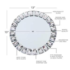 Placas de cargador de vidrio con cuentas de cristal acrílico Placa redonda Placas de cargador de vidrio con espejo plateado Lugar para bodas Eventos - Product Image 5