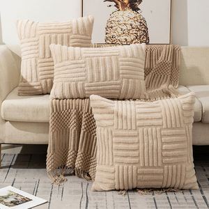 Nordic Modern Eco-Friendly Woven <b>Soft</b> Plush Faux Fur Solid Color Throw <b>Pillow</b> Cover Home Decor - Product Image 2