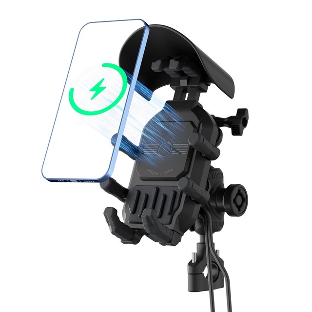Motorcycle Accessories Type C Action Camera Mount QC3.0 15W Wireless Charger Anti-Vibration Phone Holder Body Systems