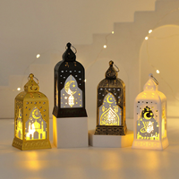 Muslimische Laternen-Dekoration Eid Mubarak Ramadan 3D LED Mond-Stern-Nachtlicht Runde Plastiklampe Schlafzimmerdekoration Geschenk