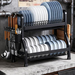 현대 더블 계층 금속 유틸리티 주방 수납 홀더 싱크대 랙 식기 건조 기능 다기능 젓가락 청소 도구 - Product Image 4