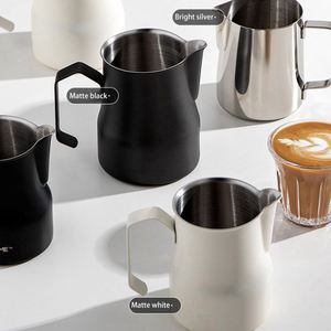 Hot Sale 2023 Manual Stainless Steel 304 Milk <b>Tea</b> Water Jug Steaming Foam Pitcher 350ml White - Product Image 3