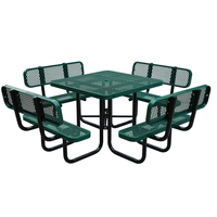Table de pique-nique en acier de grande taille pour l'extérieur, pour espaces publics et commerciaux, table de restaurant extérieure, table de jardin en métal, table à manger extérieure avec banc et chaise