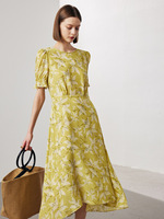 Robe en soie 100% pour femmes, robe en soie jaune, robe en soie moins chère