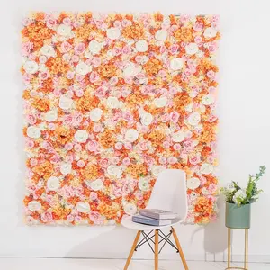 Home Decorative Artificial Cloth Rose Wall Decoration Flower Hanging Vertical Panel Plant Backdrop Flower Row For Wedding