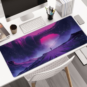 Custom Logo XL Purple Mountain Desk Mat Large <b>Gaming</b> Mouse Pad with Polyester Smooth Fabric and Natural Rubber Base - Product Image 1
