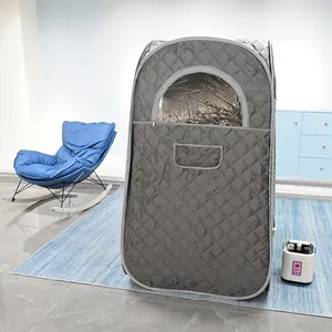 ساونا منزلية بالبخار سهلة الحمل للسبا مع جهاز تحكم عن بعد خيمة ساونا تكفي شخص واحد مع كرسي قابل للطي