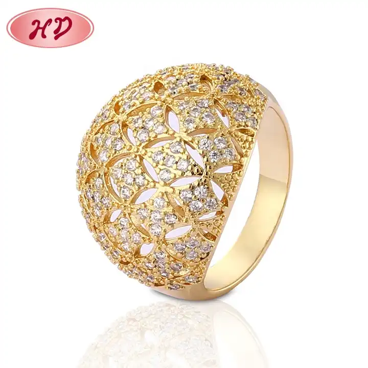 Buy Modern Gold Love Ring Design White Stone Five Metal Ring for Girls