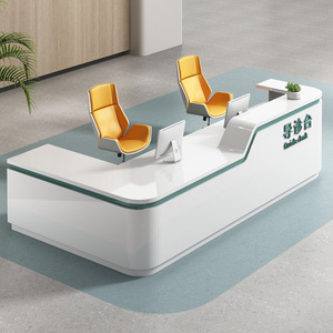 <span class=keywords><strong>Comptoir</strong></span> de réception blanc moderne personnalisable, finition peinture laquée exquise, design simple et élégant, comptoirs brillants pour salon, salle de sport, <span class=keywords><strong>marché</strong></span> - Product Image 1