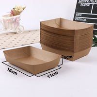 Plateau alimentaire jetable en papier kraft brun pour bateau Boîte d'emballage alimentaire biodégradable en PLA pour snack Plateau alimentaire en papier