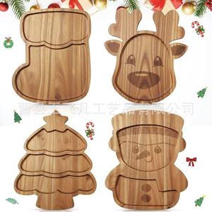Christmas Acacia Wood Serving <b>Tray</b> Set 30cm Holiday Fruit <b>Snack</b> Platter Home Decorative Dishware - Product Image 1