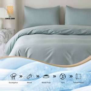 Juego de Sábanas Ultra Suaves y Refrescantes 100% Lyocell Derivado de Eucalipto, 3 Piezas: 1 Funda Nórdica y 2 Fundas de Almohada - Product Image 1