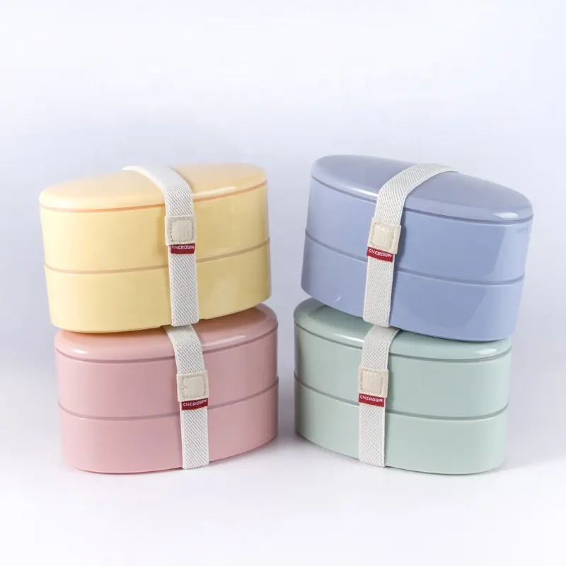 CNCrown 2 Layers Food Grade PP Microwave Dishwasher Safe Plastic Tiffin Box and Storage Box Bins Bento Lunch Box for Kids