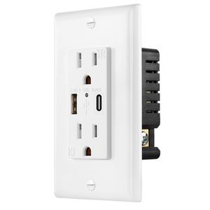 Kép cắm điện tường ổ cắm với 2 <span class=keywords><strong>USB</strong></span> <span class=keywords><strong>Port</strong></span> Outlet Bảng điều chỉnh chuyển đổi 125V đánh giá điện áp 15A Đánh giá hiện tại làm bằng nhựa cho mỹ - Product Image 6