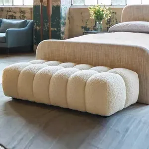 Lamb Velvet Bench Luxury Hotel Entrance Ottoman Wholesale Manufacturer OEM ODM Custom Size Bedroom <b>Sofa</b> <b>Stool</b> - Product Image 1