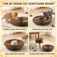 Grattoir pour chat de style accordéon, durable, en carton recyclable, avec balle interactive