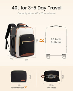 Valises de voyage LOVEVOOK 40L pour femmes et hommes, grands sacs à dos de voyage pour affaires avec 3 cubes de rangement, sac pour ordinateur portable - Product Image 4