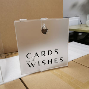 Op maat gemaakte 3 mm dikke acryl huwelijks-wensbak met slot, kaartendoos, uitnodigingskaartjes-opvangdoos met geprint logo - Product Image 4