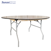 Tables rondes pliantes en contreplaqué pour restaurant, banquet, hôtel, événements en plein air, ferme et mariages