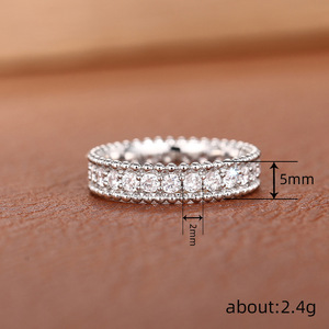 แหวนประดับเพชรทรงลูกปัดชุบทอง 18k รุ่น Anna Style V ของขวัญเครื่องประดับแฟชั่นสำหรับผู้หญิง - Product Image 4