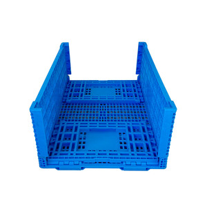 Ventilated folding stackable turnover box with lid plastic moving Storage vegetable fruit collapsible crate