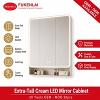 Fullkenlight Armoire de toilette murale extra haute avec miroir rétroéclairé par LED et étagère inférieure
