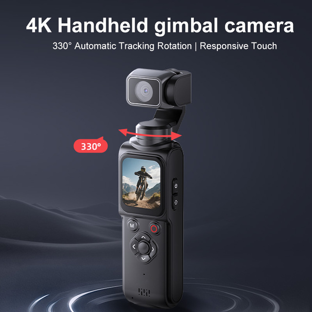 DLC M105 Pocket Gimbal Camera 4K 330 Auto Tracking Vlog Cam 1.7 Inch Touchscreen 2400mAh Battery WiFi Transfer Travel Sports