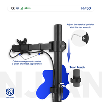 SENJIANG PM50 13-32 Zoll Mechanischer Monitorarm mit Höhenverstellung, Drehbarer Schwenkarm-Basishalterung für Spielstudios, Schwarz