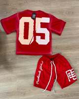 T-shirt imprimé et brodé d'un poids lourd personnalisé T-shirt court à épaules tombantes Ensemble de t-shirts Boxy Fit T-shirt surdimensionné pour hommes